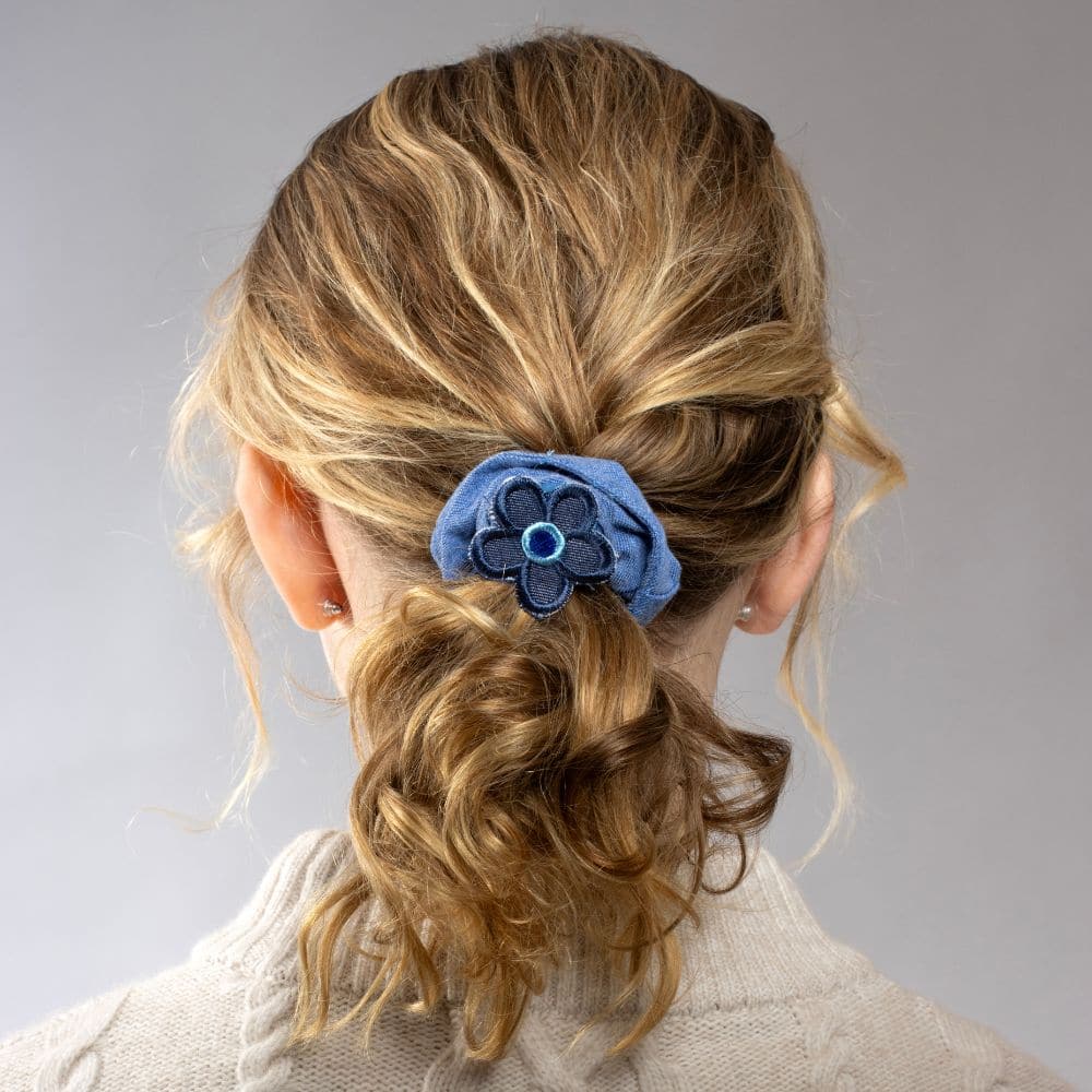 Handmade Children's Denim Flower Scrunchie Set - Image 7