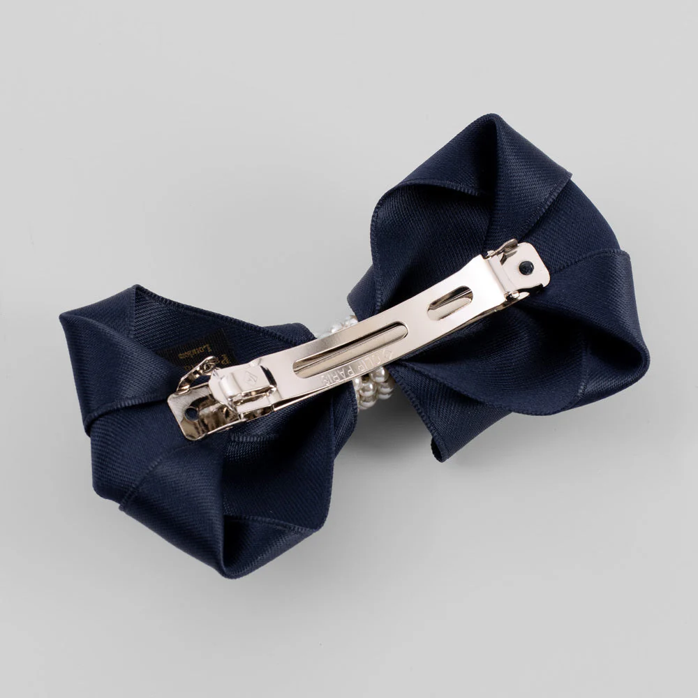 Handmade Pearl Satin Bow Barrette - Image 4
