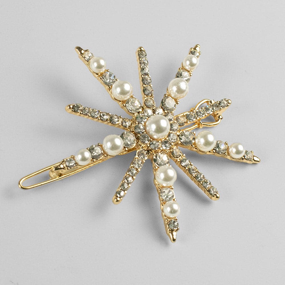 Starburst Crystal and Pearl Hair Clip - Image 4