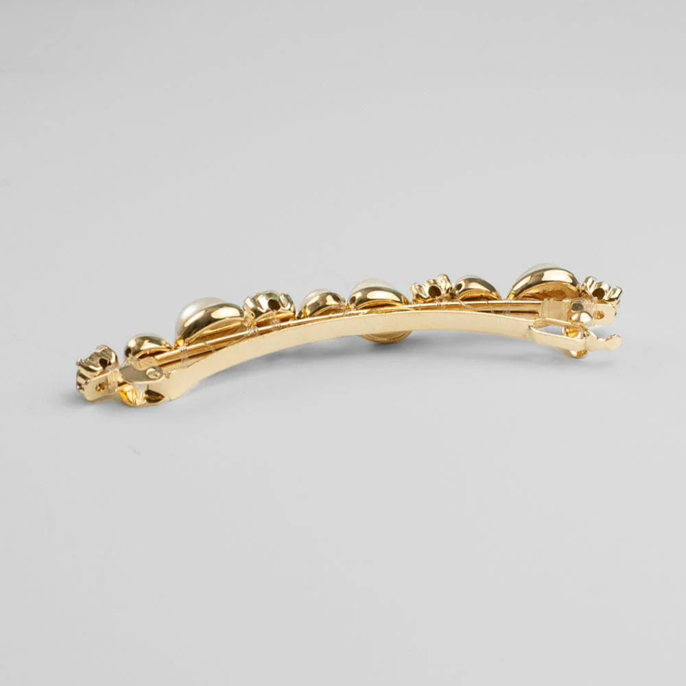 Crystal & Pearl Gold Barrette Clip - Image 5