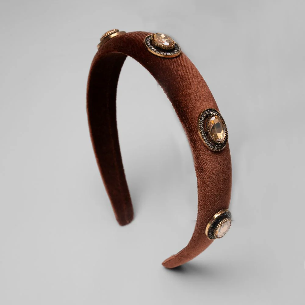 Crystal Studded Velvet Headband - Image 5