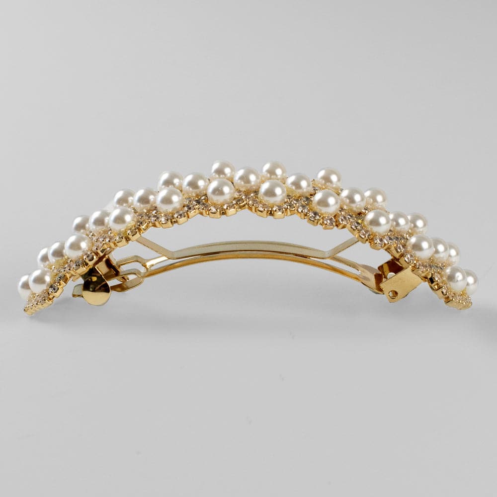 Wide Arched Crystal and Pearl Barrette - Image 5