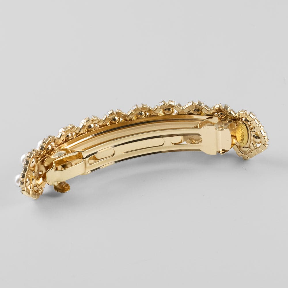Wide Arched Crystal and Pearl Barrette - Image 6